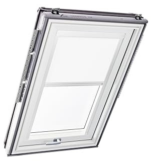 Original Roto Rollo Exclusiv ZRE für Roto Dachfenster - Führungsschiene Weiß - Manuelle Bedienung - Tageslichtrollo für Baureihe Designo R6/R8 i8 und Classic 64/84 - Größe 065/118 | 06/11 - Farbe Weiß