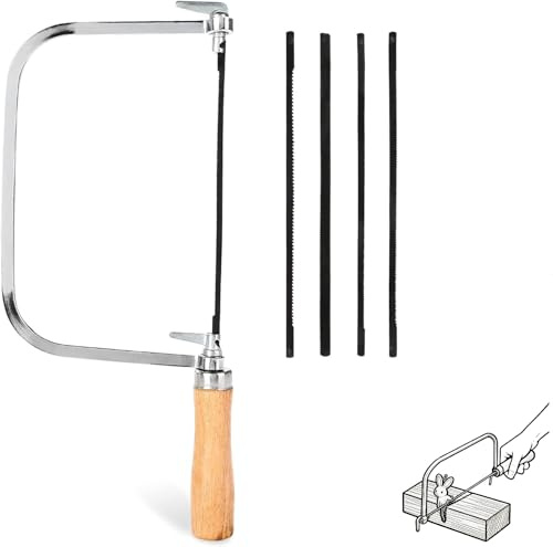 1 Set of Woodworking Coping Saw, Engraving Saw Coping, Woodworking Japanese Tables With 4Pcs Replacement Blades for Wood Board Plastic and Metal Cutting