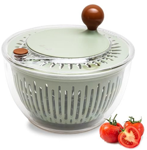 ZHANG XIAO QUAN SINCE 1628 Easy to use pro Pump Salad Spinner 6.3 qt with Bowl, Colander and Built in draining System Lettuce Spinner for Fresh, Crisp, Clean Salad and Produce