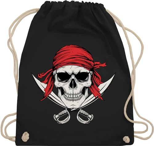 Shirtracer Turnbeutel Rucksack - Taschen - Böser Pirat | Piraten Totenkopf | Pirates | Seeräuber | Freibeuter - Unisize - Schwarz - piratentasche pirate tasche piratenrucksack motiv zuziehbeutel mit