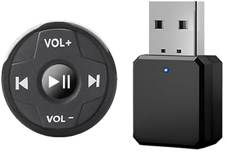 CosyCaya Receptor USB AUX para Coche BotóN Multimedia InaláMbrico Bluetooth Volante del Coche BotóN MultifuncióN Control Remoto