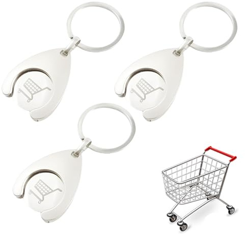 YueJieSelected Porte-clés jeton de caddie en métal, jeton de caddie avec jeton de courses, jeton de chariot, jeton de chariot, jeton de caddie, jeton de caddie