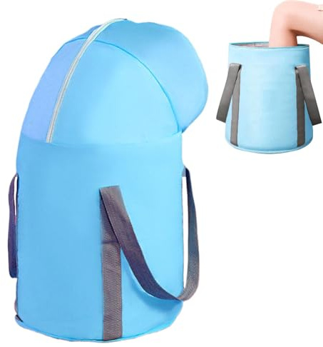 Bain de pieds portable, seau de trempage des pieds, Sac de lavage des pieds Évier de bain de pieds avec couverture de genou, Sac de bain à remous pour pieds Seau à pied Pe