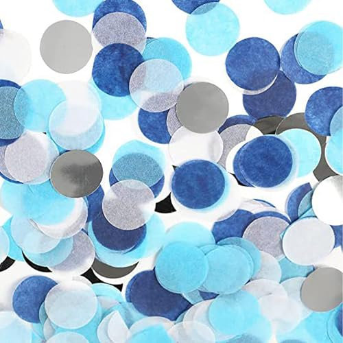 AhhiAboo 50g Buntes Rundes Konfetti - 1 Zoll Seidenpapier Konfetti Kreise Konfetti Sprinkles - Große Tabelle Konfetti für Valentine Geburtstag Hochzeit Party Dekoration Baby Dusche Dekoration (Blau)