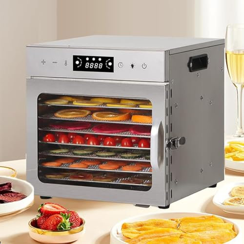 MáQuina Deshidratadora De Alimentos, Deshidratador De Carne Seca De Acero Inoxidable De 6/8/12/18 Bandejas Para El Hogar, Gabinete De Secado Para Carne, Frutas Y Hierbas,8-Tray