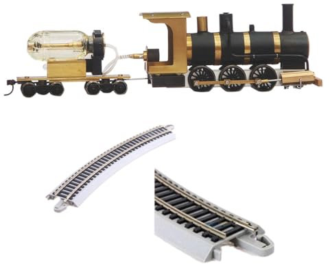 ToyGhillied Traktionslokomotiv-Bausatz, 1/87 HO Maßstab Live-Dampfzug mit Zweizylinder-Einfachwirkungs-Oszillationsdampfmaschine Modell (mit Schienenversion)