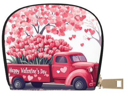 SHFJASBNUMG Valentines Day Leather Bag Rose cart Wallet Happy Valentine's Day Card Pack New Parents - Pediatrician and Pharmacy Cards 9X11CM