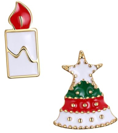 BESTYASH 1paire Boucles Oreilles Alliage De Noël Pour Femmes Sapin Et Bougie Créoles Festives à Porter Lors De Vos Événements De Noël