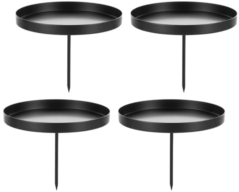 Romadedi Kerzenhalter Adventskranz Schwarz Stumpenkerzen 10cm - 4er Set Kerzenständer ohne Dorn Stabkerzenhalter zum Stecken Adventsteller Kerzenteller Metall für DIY Advent Kranz Deko
