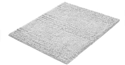 Kleine Wolke Badteppich PLANTA Silbergrau 50 x 60 cm | OEKO-TEX zertifiziert, rutschhemmende Unterseite, für Fußbodenheizung, maschinenwaschbar, 100% Baumwolle