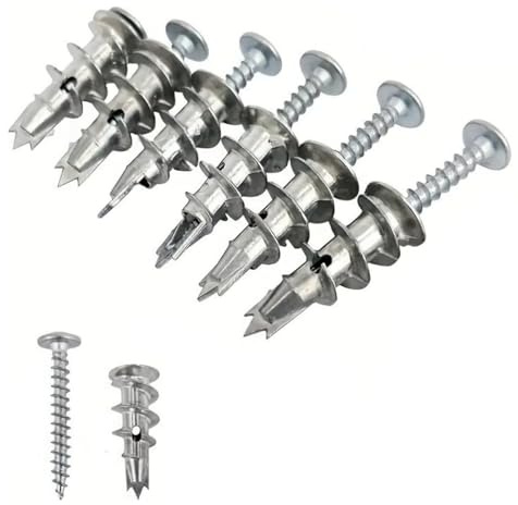 120 Pcs Plasterboard Fixings Heavy Duty Set, Metal Wall Plugs and Screws, Self Drill Drywall Fixings Set for Plaster Boards,Composite Boards,Wooden Boards