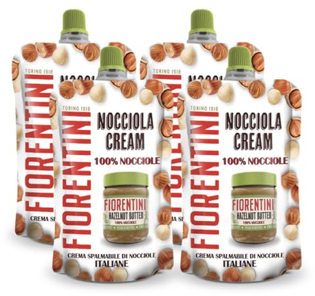 4X Nocciola Cream 100% Crema Spalmabile di Nocciola Protein in Formato Pocket Senza Glutine (Gluten Free) per fiorentini 90g