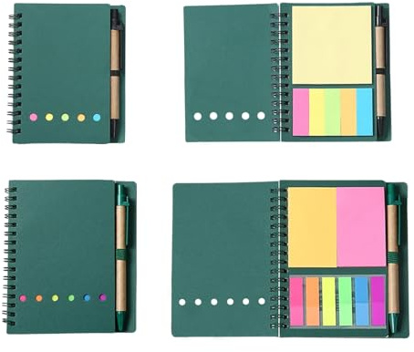 YSDINK Spiralanteckningsböcker - set med 2, linjerad och att göra-lista, memoblock för vuxna, liten anteckningsbok, spiral anteckningsbok för studier och kontor, skoltillbehör (grön)