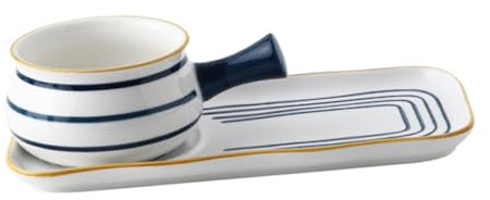 TOYANDONA Ceramics Milk Pan Set 650ml Multipurpose Milk Saucepan Made of Easy to Clean Ceramics with Hand-Painted Handle and Tray Simple Design, Gift for Kitchen