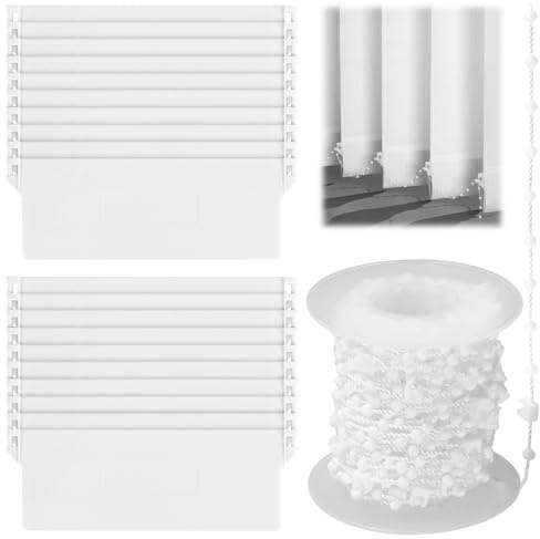 20Pcs Vertical Blind Weights 127mm Vertical Blind Weights and Chains 10m Replacement Spares Bottom Weights Slats for Home Office, White Window Treatments Clips