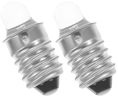 Hohopeti 2Pcs Socket Mini Flashlight Bulb 3V LED Replacement Bulb with Metal and Glass Construction Easy to Remove and Reliable for Flashlight