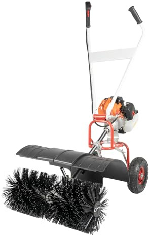 Benzin-Schneefräse 1,8 kW(2,5 PS), Kehrmaschine mit 52 cc Motor, drehzahlregulierbar, Arbeitsbreite 52 cm, mit Schneefangblech, rutschfeste Gummireifen, zusammenklappbar Schneekehrmaschine