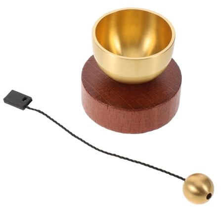 ULTECHNOVO 1 Set Juego de Mini Cuencos de Latón para Meditación Yoga y Relajación con Base de Madera y Mazo