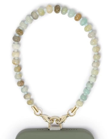 Zirax Handmade Phone Charm Beaded Strap, Natural Stone Mobile Phone Chain | Short Wrist Strap, Anti-Lost Lanyard,Green