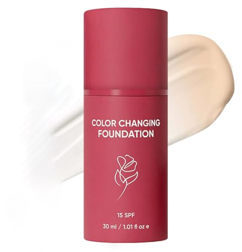 Colour Changing Liquid Foundation, 15 SPF, Facial Makeup Base, High Corrective Capacity, Makeup Coverage, Long-Lasting Waterproof and Sweatproof, Suitable for Many Skin Types, 30ml (1 PC)