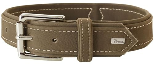 HUNTER Hunting Hundehalsband, Leder, Nubuk, robust, weich, 45 (S), Oliv