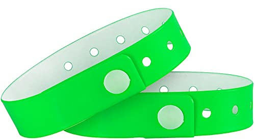 Ouchan Plastic Event Wristbands Neon Green- 100 Pack Vinyl Wristbands for Party