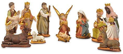 Riffelmacher Krippenfigurenset Gold 3-7 cm | 11-TLG. Traditionelles Design - 78322 - Weihnachtskrippe Weihnachten Dekoration