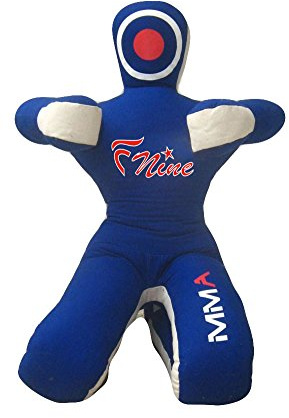 MMA Judo Punching UNFILLED Bag - Sitting Position Hands On Front Grappling Dummy (Blue Canvas, 70)