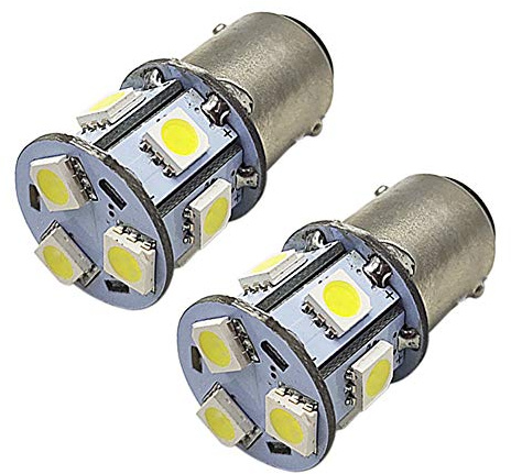 Ruiandsion 2pcs BA15D LED Bulbs Super Bright 6000K White 6-30V 5050 9SMD LED Reverse Backup Turn Signal Tail Light Bulbs