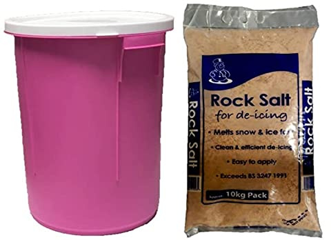 KetoPlastics 25L Pink GRIT BIN with 10KG Brown Rock GRIT Salt ICE Snow