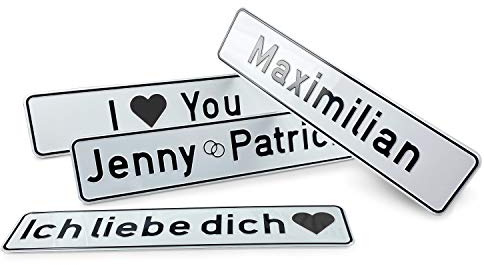 Betriebsausstattung24 Individuelles Namensschild Funschild - Mit Wunschname/Wunschtext - 43,0 x 8,0 cm - Aluminiumschild geprägt - Mit/ohne Löcher