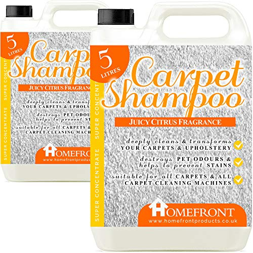 Homefront Carpet Shampoo - Deeply Cleans Carpets to Remove Stains and Odours - Suitable for all Carpet Cleaning Machines - Citrus Fragrance (10 Litres)