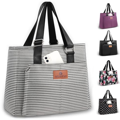 HSHRISH Borsa Termica Porta Pranzo Donna, Grande a prova di perdite Borsa Frigo Pranzo Ufficio, Shopping Scuola Viaggi Campeggio All'aperto Picnic, 15L Stripe