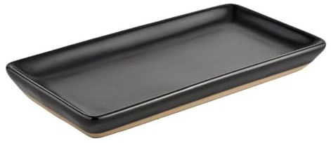 Sweet Water Decor Matte Black Stoneware Tray | Kitchen and Bathroom Dispenser Holder | Jewelry Dish | Glass Soap Holder for Bottles | Long Plate for Counter Tops | Vanity Decor