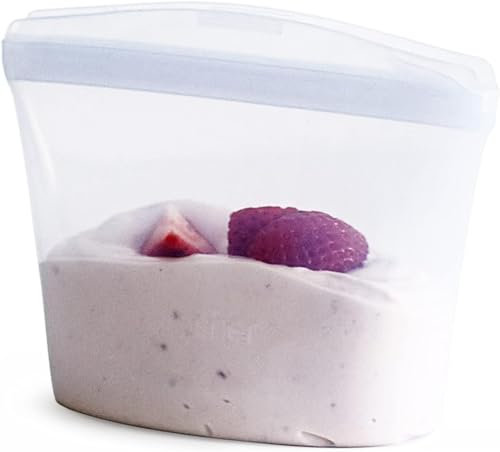 Stasher Premium Silicone Réutilisables Bol Transparent, 1 Tasse, Stockage des Aliments, Sac à Snacks, Durable, Résistant au Four, Lave-Vaisselle & Congélateur, Écologique, 237 ml