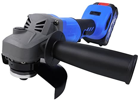Juego de amoladora angular de batería de 21 V, 550 W, amoladora angular inalámbrica con amoladora de disco de 115 mm, lijadora profesional con mango auxiliar, fácil de cortar y moler, 10000 RPM