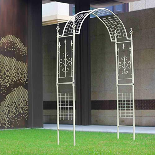 CNPRAZ Metall Torbogen Rosenbogen Rankbogen Stahl Rankhilfe Gartenbogen Verzinkt Rankgitter für Kletterpflanzen Pergola Terrasse Hinterhof (Farbe : Weiß, Größe : 140x230x40cm)