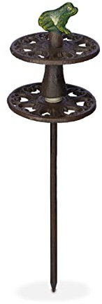 Relaxdays Support pour Votre Tuyau d’arrosage, Fonte de Fer, avec Piquet, H x D : env. 33 x 10 cm, Marron et Vert