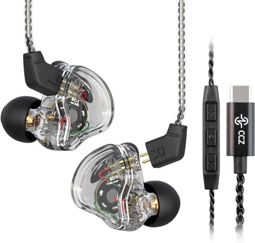 Yinyoo CCZ Melody Ecouteurs filaires USB C avec Micro Ecouteurs Type C IEM Légers avec Basses Profondes Câble en OFC pour Sumsung S23/S22/Google Pixel 7/6/5/4