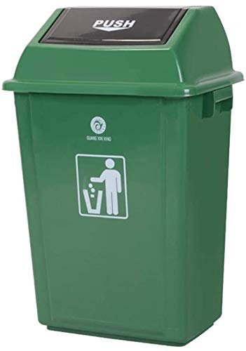 CULPRT 60L Bote de Basura de Plástico con Tapa, Fácil de Mover el Contenedor de Basura de la Terraza Del Jardín Al Aire Libre/Contenedor de Basura de Capacidad, Fácil de Limpiar/Verde