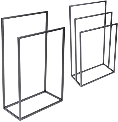 Natural Goods Berlin Duo Handtuchständer freistehend/pulverbeschichteter Standhandtuchhalter aus Metall/platzsparend mit 2X Handtuchstange/Handtuchhalter schwarz stehend