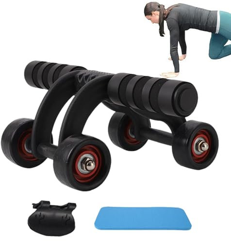 Bauchroller mit 4 Rädern – bequeme Übungsrolle mit weichem Schwammgriff, Übungsrolle für Zuhause, Arbeitsplatz, Reisen, Fitnessstudio, Geschäftsreisen, Campus Ristyur