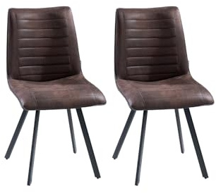 Home4You Esszimmerstuhl Küchenstuhl Wohnzimmerstuhl Drehstuhl Polsterstuhl | 2er Set | Drehbar | Metall | Webstoff | Schwarz