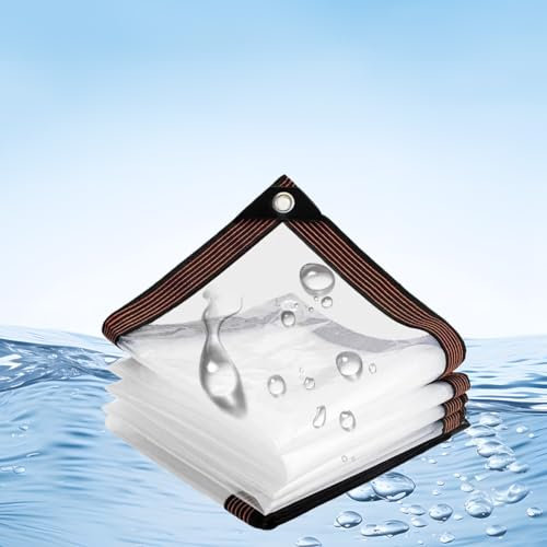 Abdeckplane Wasserdicht 8×13M, Transparente Plane mit Osen, Wetterfeste Schutzplane, PE Premium Abdeckplane, Faltbar Kunststoffplane, mit Bindeseil, für Den Außenbereich Einsetzbar Regendicht ( 8×13M)