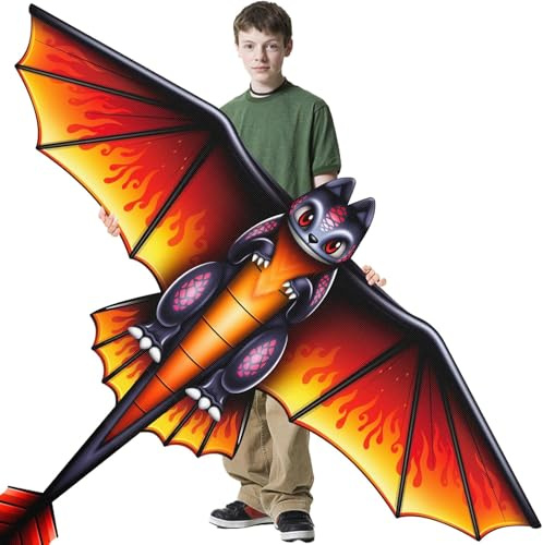 Dragon Kite for Kids Ages 4-8, Easy to Fly Large Kites for Children Adults Beginners with 328FT String/Handle/Bag, Great for Beach Trip Park Family Activities Garden Outdoor Games Birthday Gifts,Red