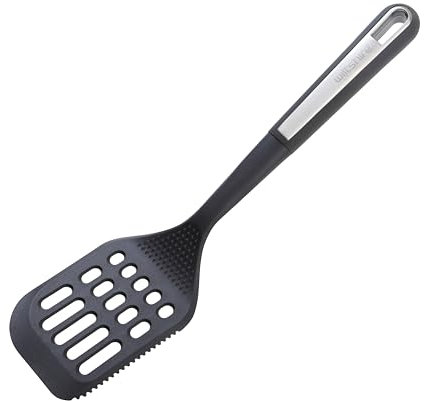 Wiltshire Aspire Slotted Turner, Flipping & Turning Tool, Cooking Spatula, Fish Slice, Heat-Resistant Utensil, Non-Stick, Non-Scratch, Anti-Slip Soft Touch Handle, Grey & Silver, 34.5x8.5x5cm