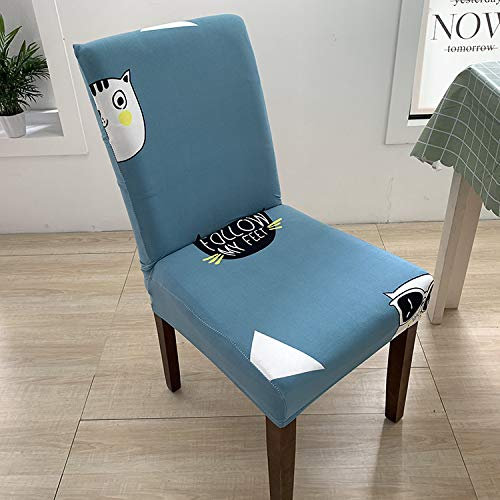 hfdch Stuhlhussen Blaue Katze Stuhlhussen Stretch Stuhlhussen Für Esszimmerstühle, Abnehmbarer Waschbarer Stühle Schutz Dekoration Stuhlbezug Für Haus, Küche, Hotel, Restaurant
