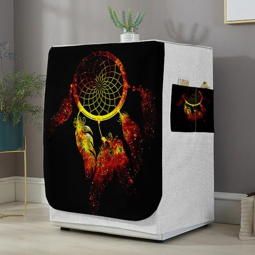 Highdi Housse de Protection pour Machine à Laver, Chargement Frontal Housse La Poussière avec Ouverture Frontale pour Linge Domestique (Attrape-rêves 5,Capacité S 6~7.5KG)