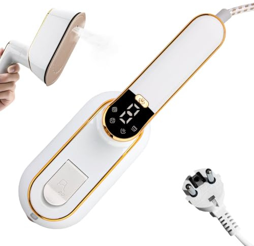 Plancha de vapor mini, 1300 W, plancha húmeda y seca con ajuste de 3 velocidades y giratoria de 180° para una potente eliminación de las arrugas de la ropa