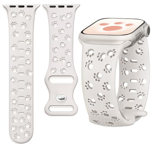 Ocaer Compatible with Apple Watch Straps 46mm 45mm 44mm 42mm 41mm 40mm 49mm 38mm, Cute Soft Silicone Strap for iWatch Series 11 10 9 8 7 6 5 4 Ultra SE 3 2 1, Sport Cat Dog Paw Bracelet for Women